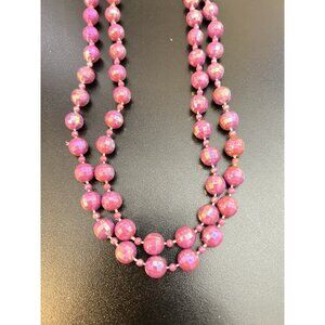 Very Faceted & Opalescent Purple Bead Extra Long Necklace 46 in